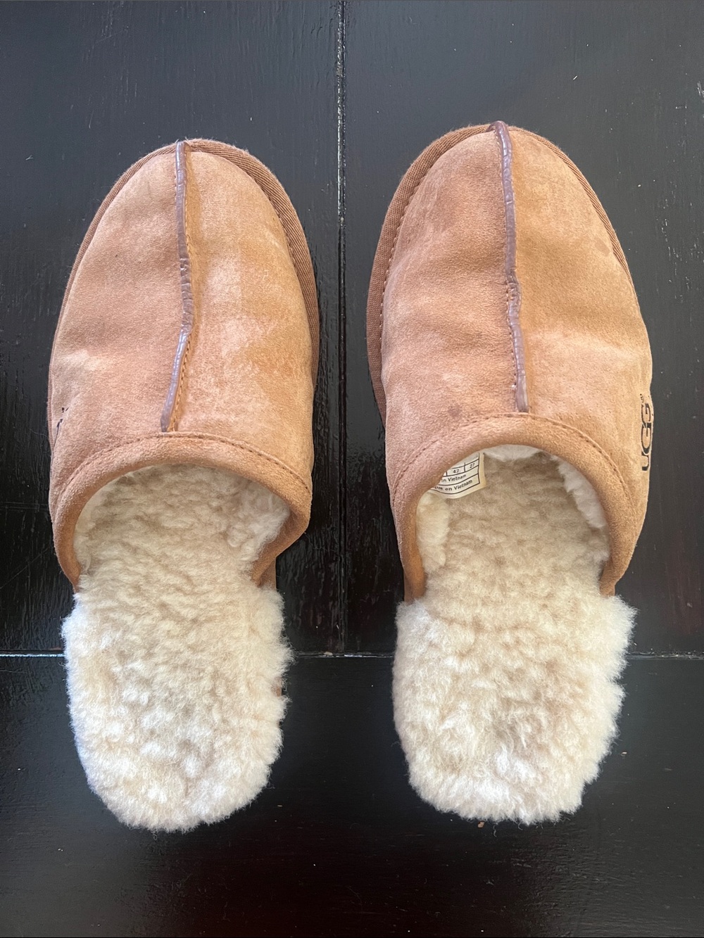 UGG Chestnut Suede Shearling Lined Slip-On Slippers